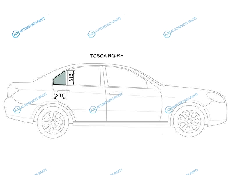 TOSCA RQRH Стекло форточки (уголок) задней правой двери DAEWOO 06-11CHEVROLET EPICA 06-12