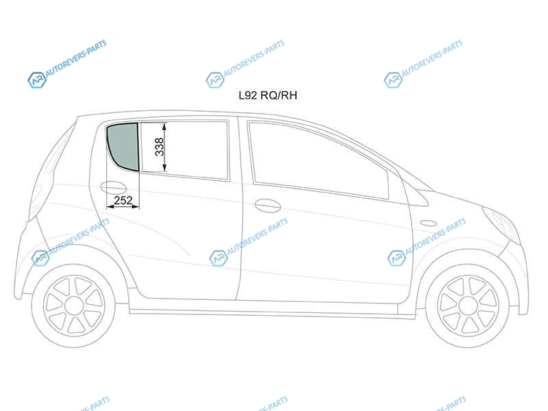 L92 RQRH Стекло форточки (уголок) задней правой двери DAIHATSU MIRA 5D HBK 06-18