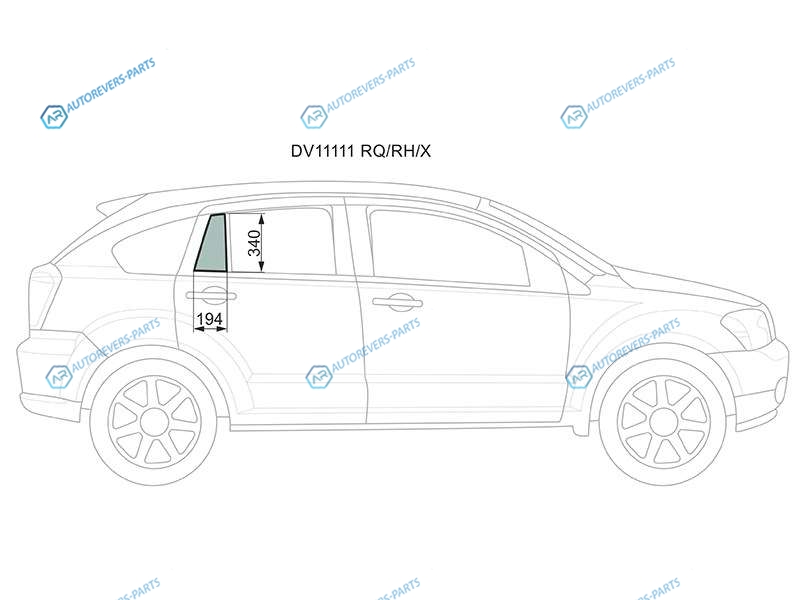 DV11111 RQRHX Стекло форточки (уголок) задней правой двери DODGE CALIBER 06-11