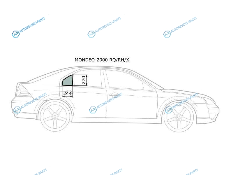 MONDEO-2000 RQRHX Стекло форточки (уголок) задней правой двери FORD MONDEO 4D 00-07