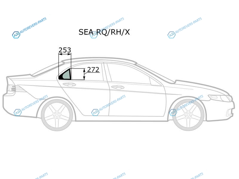 SEA RQRHX Стекло форточки (уголок) задней правой двери HONDA ACCORD 02-08ACURA TSX 4D 04-08