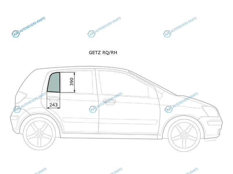 GETZ RQRH Стекло форточки (уголок) задней правой двери HYUNDAI GETZCLICK 5D 02-10