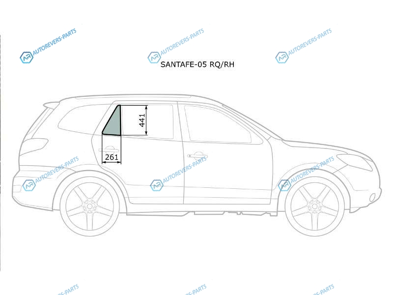 SANTAFE-05 RQRH Стекло форточки (уголок) задней правой двери HYUNDAI SANTA FE 06-12
