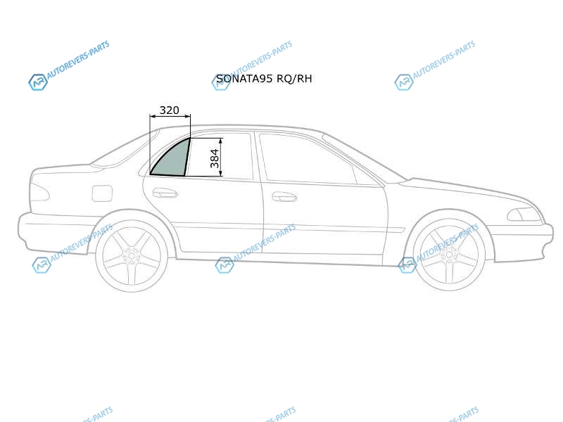SONATA95 RQRH Стекло форточки (уголок) задней правой двери HYUNDAI SONATA III 95-99