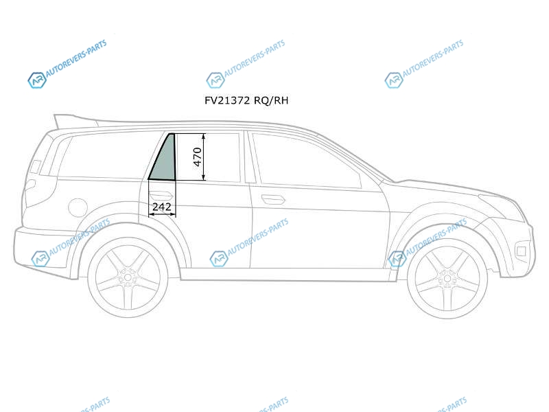 FV21372 RQRH Стекло форточки (уголок) задней правой двери ISUZU AXIOM 02-04