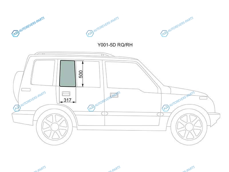 Y001-5D RQRH Стекло форточки (уголок) задней правой двери SUZUKI ESCUDOVITARA 5D 89-97