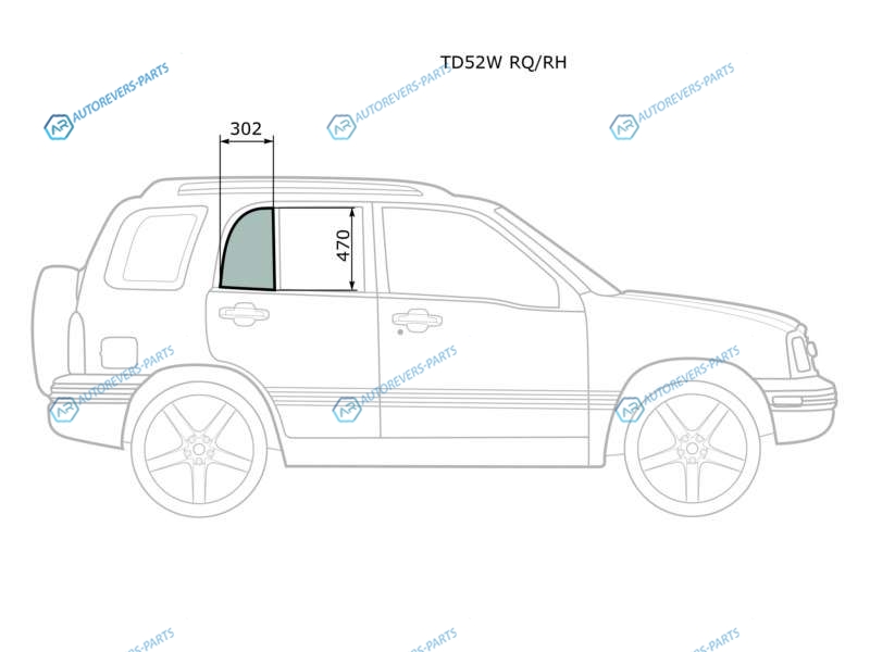 TD52W RQRH Стекло форточки (уголок) задней правой двери SUZUKI GRAND VITARAESCUDOCHEVROLET TRACKER 5D 97-05