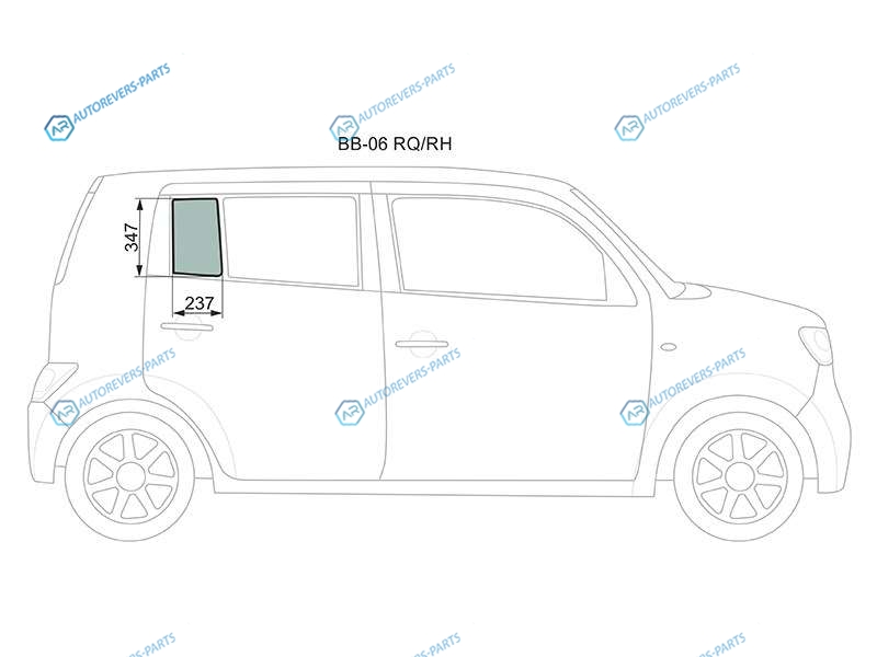 BB-06 RQRH Стекло форточки (уголок) задней правой двери TOYOTA bB 06-16DAIHATSU COOMATERIA 06-13