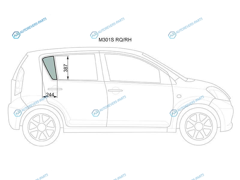 M301S RQRH Стекло форточки (уголок) задней правой двери TOYOTA PASSODAIHATSU BOONSIRION 04-09