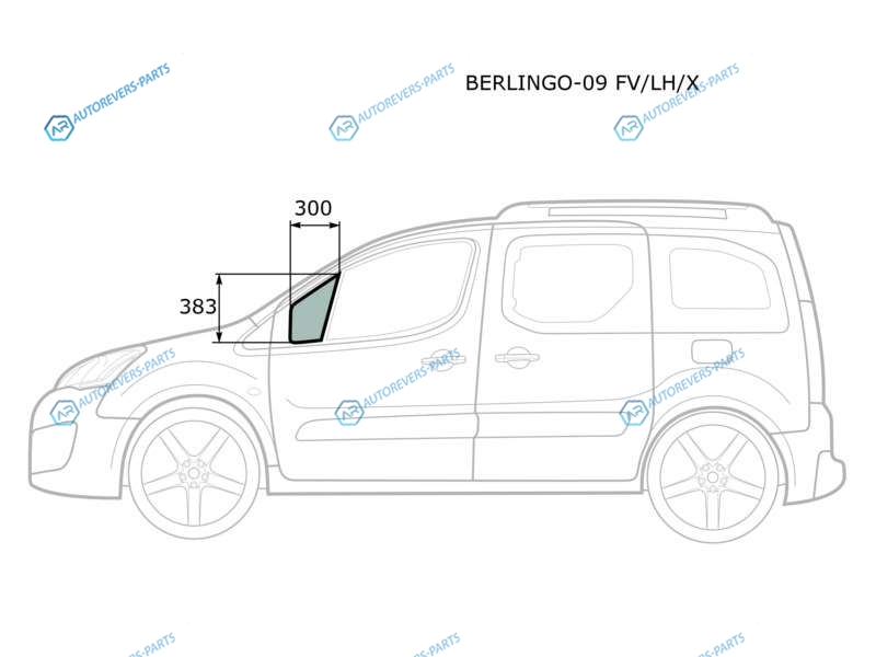 BERLINGO-09 FVLHX Стекло форточки (уголок) переднее левое CITROEN BERLINGOPEUGEOT PARTNER 08-