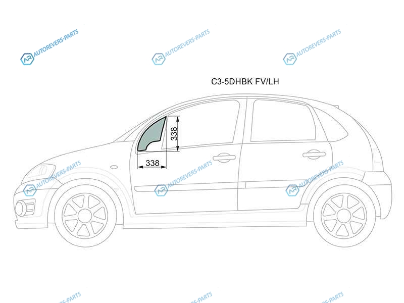 C3-5DHBK FVLH Стекло форточки (уголок) переднее левое CITROEN C3 5D HBK 02-09