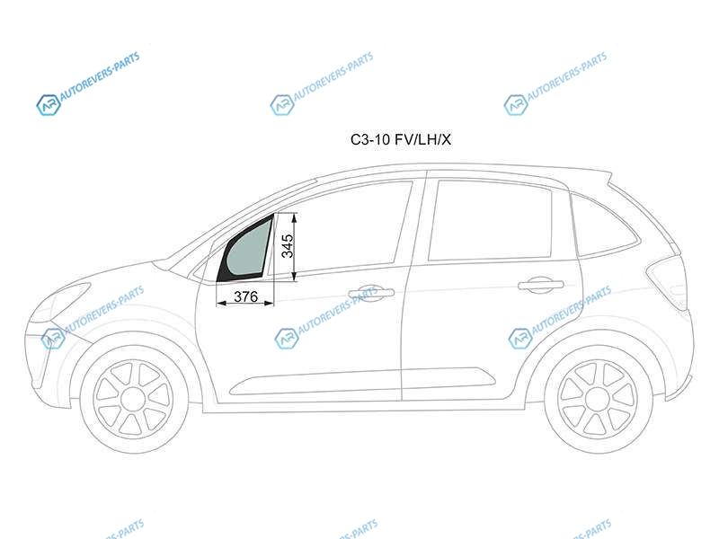 C3-10 FVLHX Стекло форточки (уголок) переднее левое CITROEN C3 5D HBK 10-16