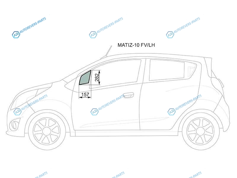 MATIZ-10 FVLH Стекло форточки (уголок) переднее левое DAEWOO MATIZ III CREATIVE 09-11CHEVROLET SPARK 10-