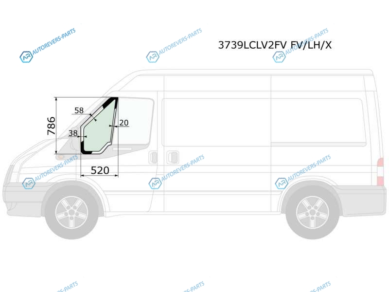 3739LCLV2FV FVLHX Стекло форточки (уголок) переднее левое FORD TRANSIT VAN 00-