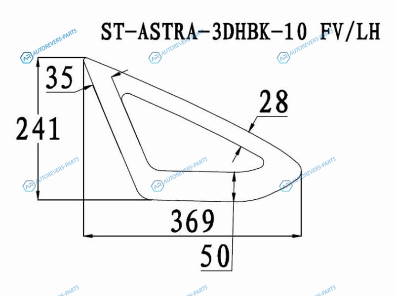 ST-ASTRA-3DHBK-10 FVLH Стекло форточки (уголок) переднее левое OPEL ASTRA J 3D HBK 11-