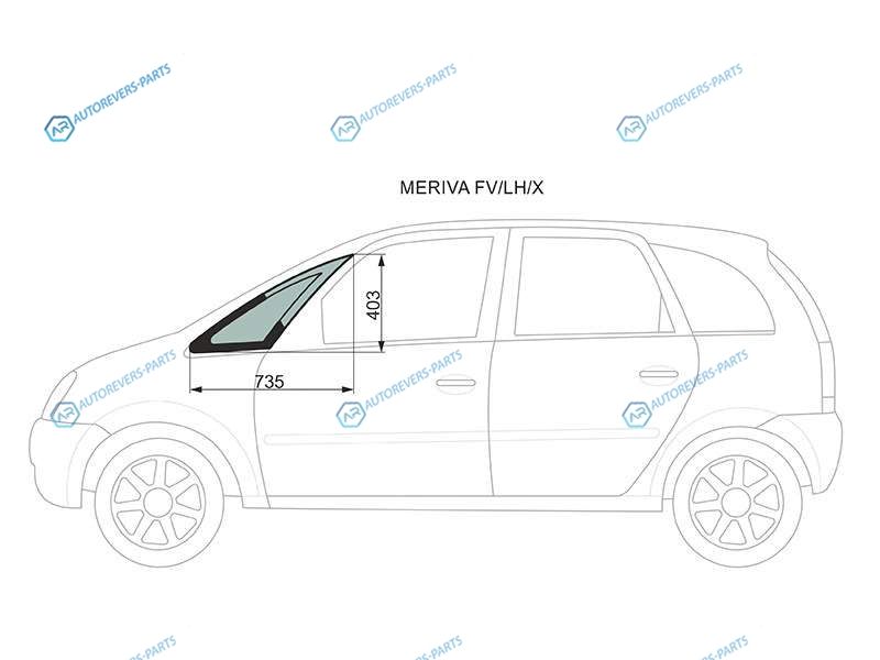 MERIVA FVLHX Стекло форточки (уголок) переднее левое OPEL (A) MPV 03-10