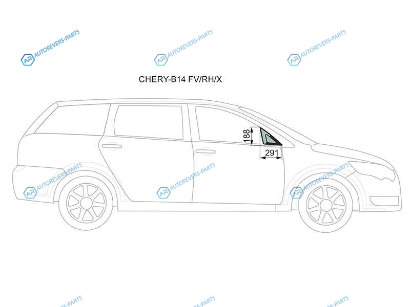 CHERY-B14 FVRHX Стекло форточки (уголок) переднее правое CHERY CROSSEASTAR(V5) MPV 06-14
