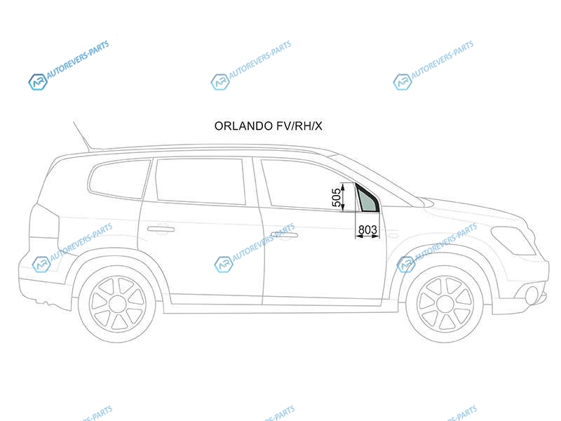 ORLANDO FVRHX Стекло форточки (уголок) переднее правое CHEVROLET 11-15