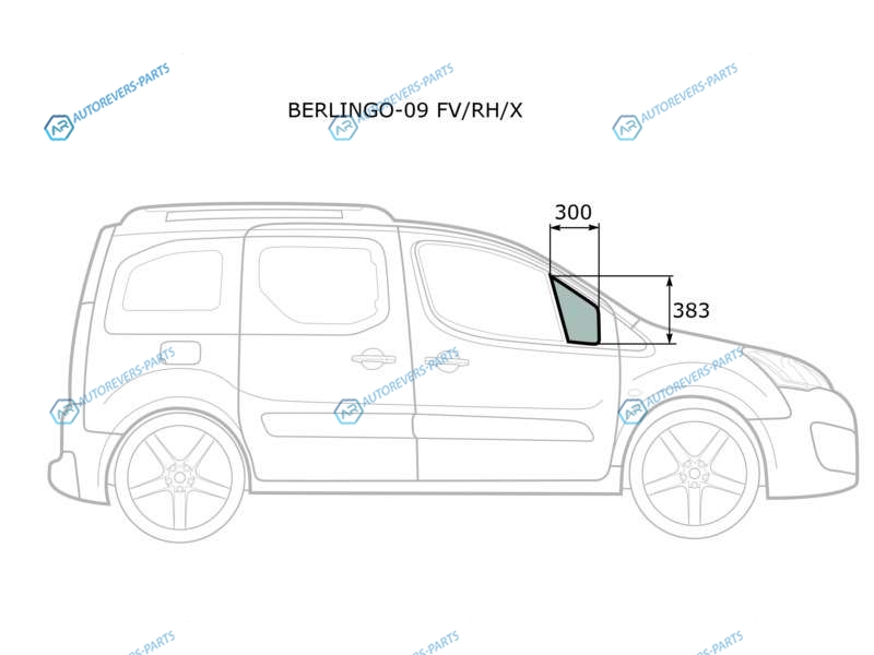 BERLINGO-09 FVRHX Стекло форточки (уголок) переднее правое CITROEN BERLINGOPEUGEOT PARTNER 08-