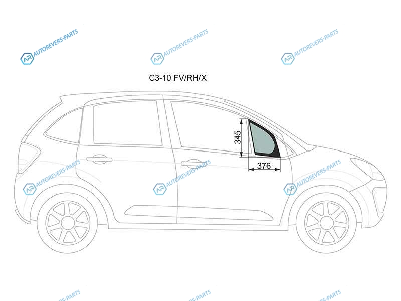 C3-10 FVRHX Стекло форточки (уголок) переднее правое CITROEN C3 5D HBK 10-16