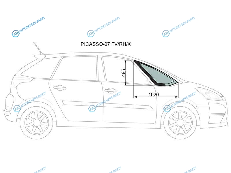 PICASSO-07 FVRHX Стекло форточки (уголок) переднее правое CITROEN C4 PICASSOGRAND PICASSO 07-13