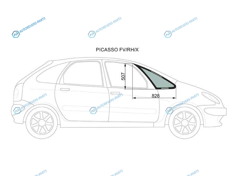 PICASSO FVRHX Стекло форточки (уголок) переднее правое CITROEN XSARA 99-10