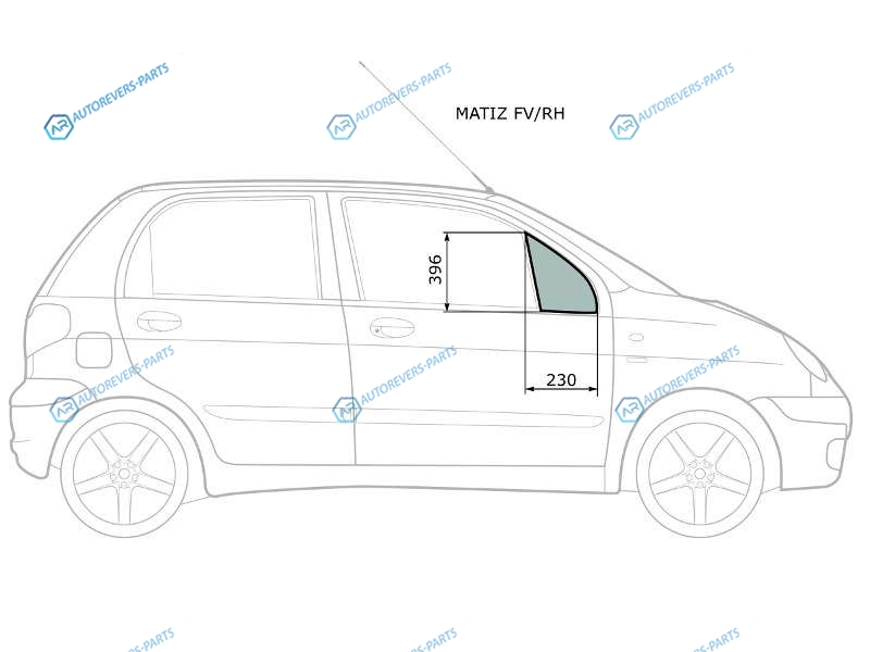 MATIZ FVRH Стекло форточки (уголок) переднее правое DAEWOO (Сборка Узбекистан) 01-15