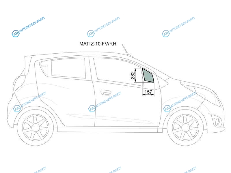 MATIZ-10 FVRH Стекло форточки (уголок) переднее правое DAEWOO MATIZ III CREATIVE 09-11CHEVROLET SPARK 10-