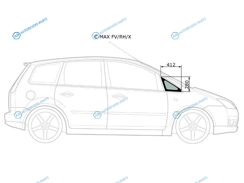 C-MAX FVRHX Стекло форточки (уголок) переднее правое FORD 03-10