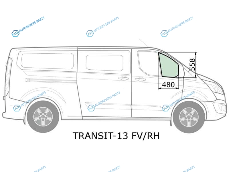 TRANSIT-13 FVRH Стекло форточки (уголок) переднее правое FORD CUSTOM TRANSIT VAN 13-