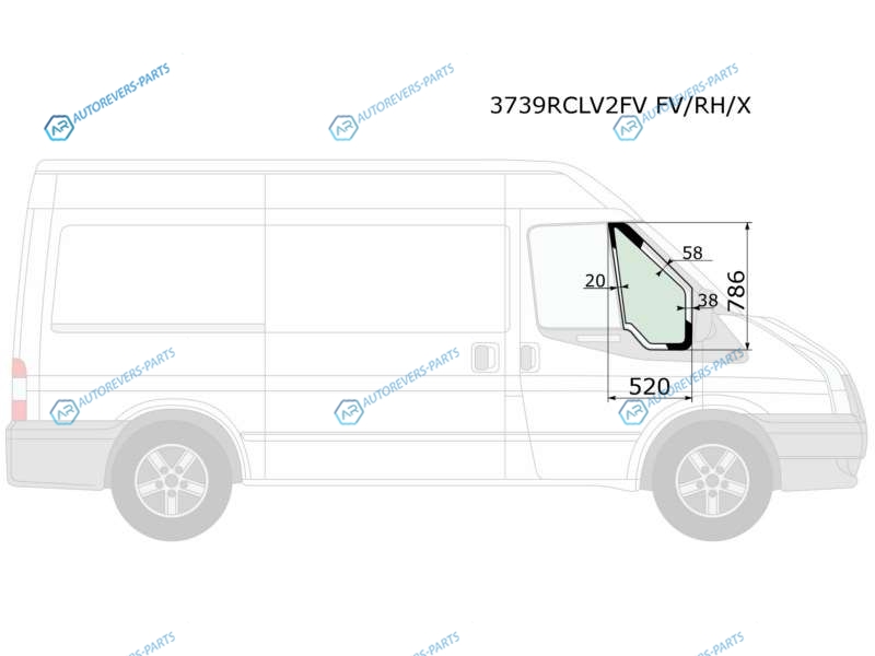 3739RCLV2FV FVRHX Стекло форточки (уголок) переднее правое FORD TRANSIT VAN 00-