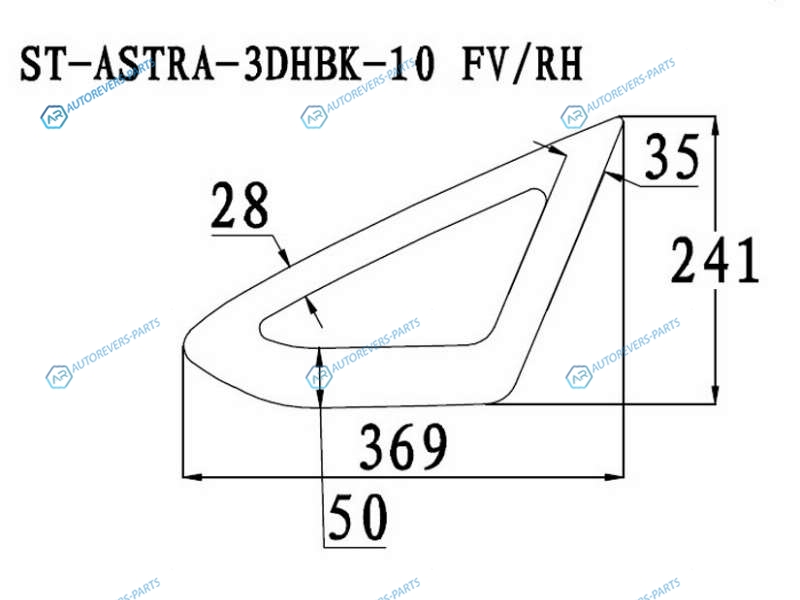 ST-ASTRA-3DHBK-10 FVRH Стекло форточки (уголок) переднее правое OPEL ASTRA J 3D HBK 11-