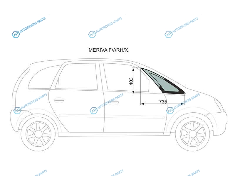 MERIVA FVRHX Стекло форточки (уголок) переднее правое OPEL (A) MPV 03-10