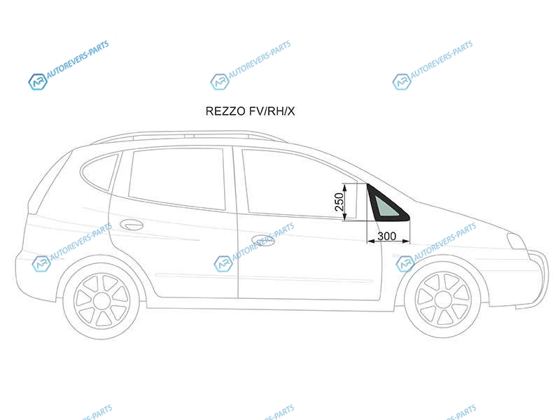 REZZO FVRHX Стекло форточки (уголок) переднее правоеCHEVROLET 5D 02-08CHEVROLET TACUMA 02-08