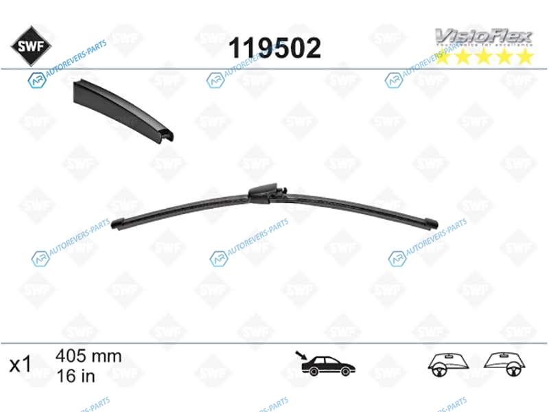 119502 Щетка стеклоочистителя задняя бескаркасная SWF VisioFlex (Fabia II 06-14 WGN  Octavia A5 04-13)