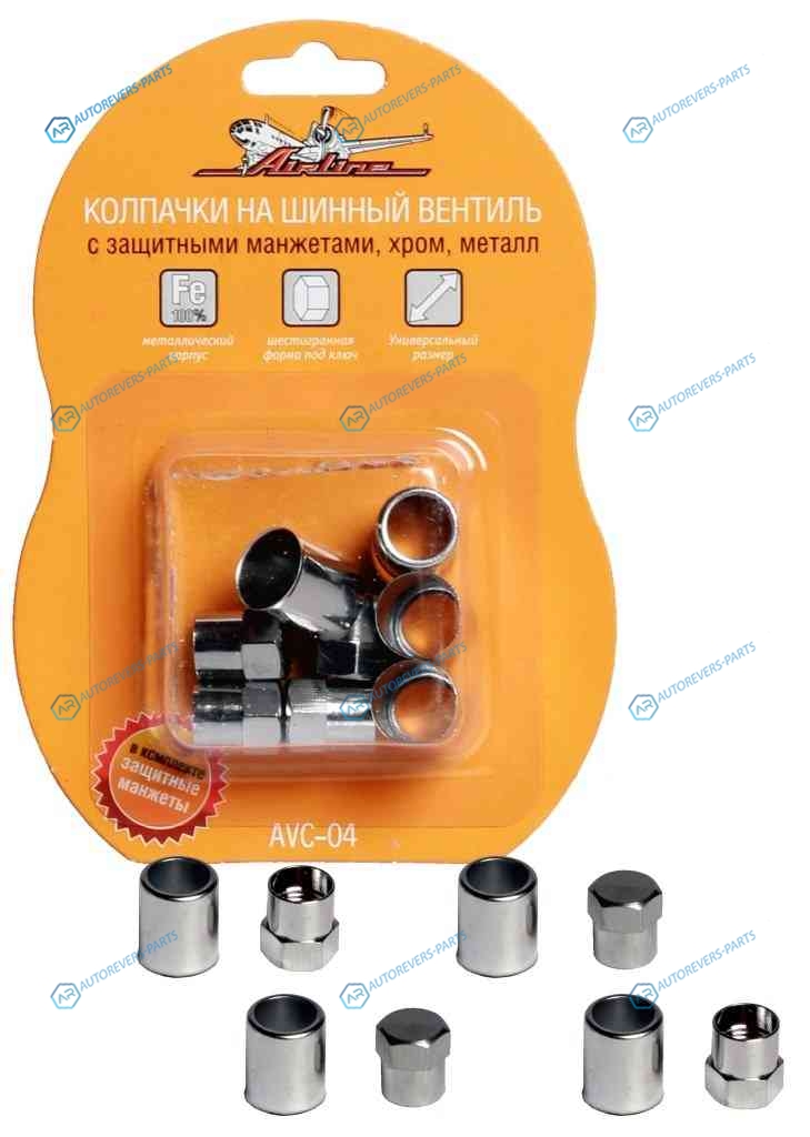 AVC-04 Колпачки на шинный вентиль. с защитными манжетами 4+4 шт.. комплект