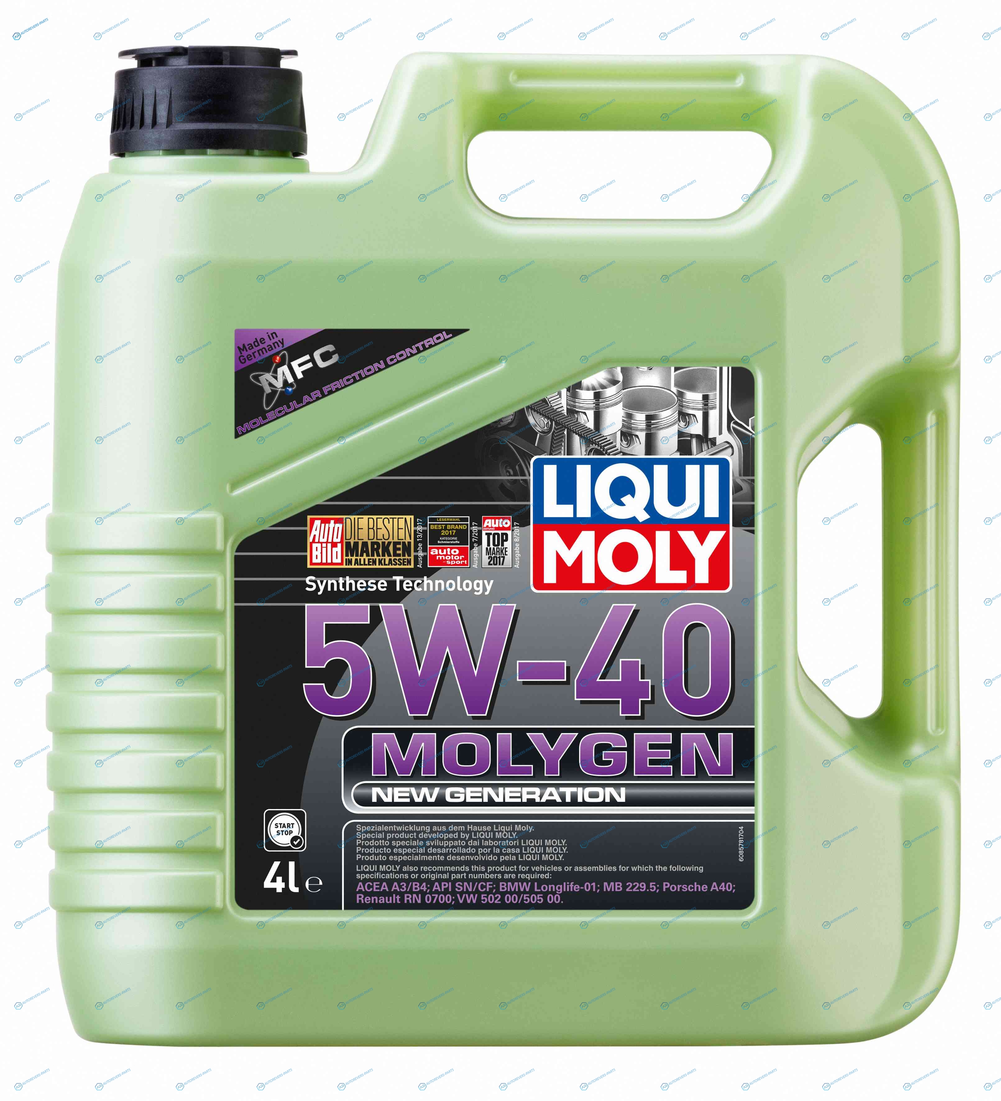 9054 5W-40 SNСF Molygen New Generation 4л (НС-синт.мотор.масло)