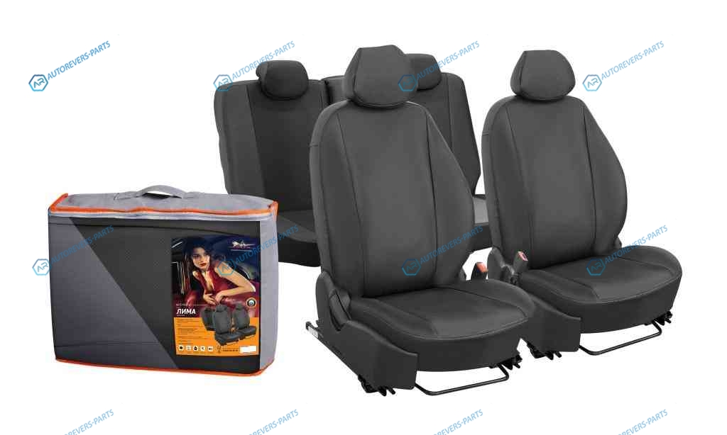 ACCS-L-30 Чехлы для Hyundai Solaris. Kia Rio (17-) Лима. 12 предметов. задн.спин. 13. экокожа перф.. черн.