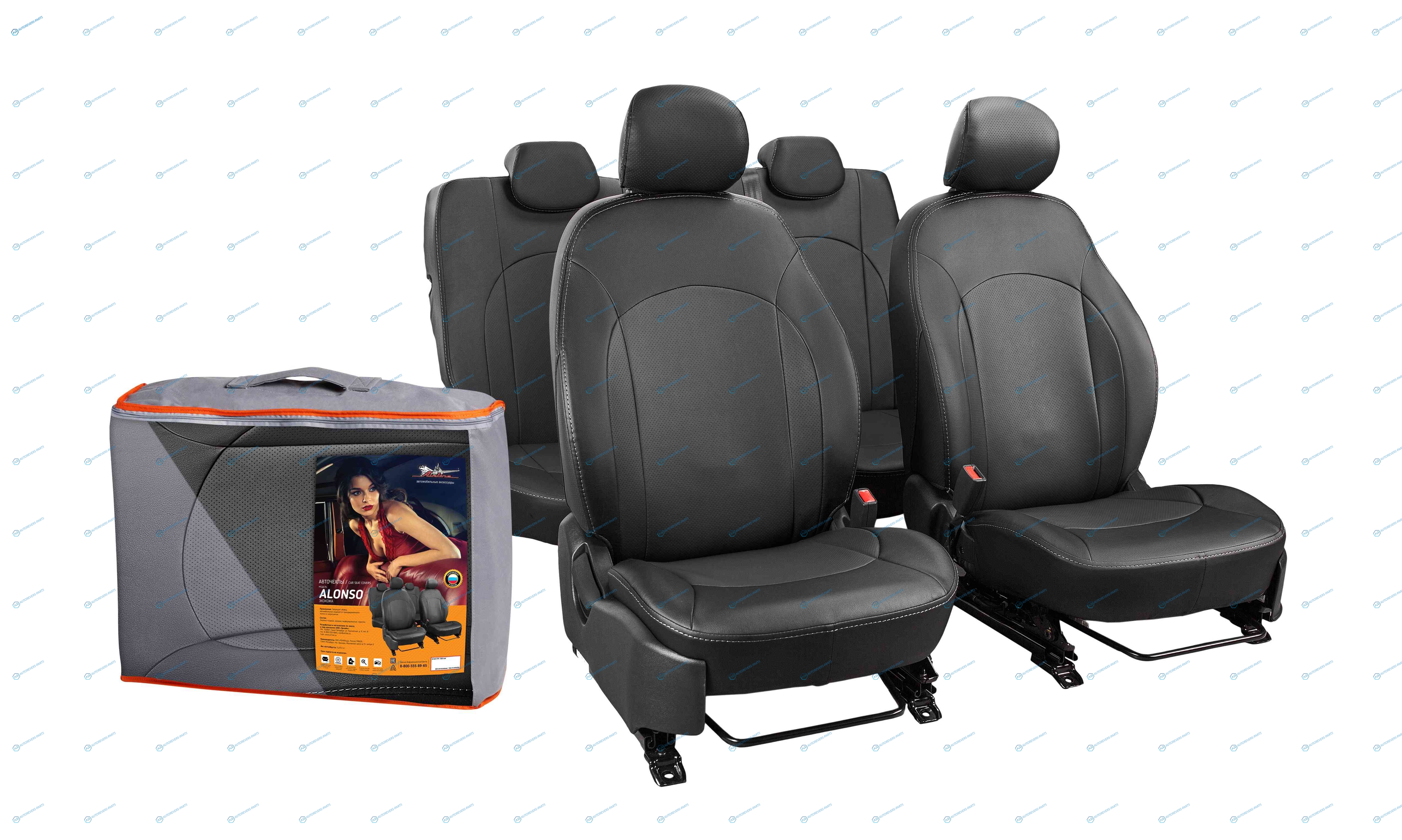 ACCS-A-58 Чехлы для Nissan X-Trail (07-14 г.) Alonso. 14 пред.. задн.спин. 13. экокожа перф.. черн.