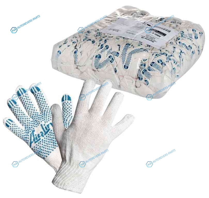 AWG-C-02 Перчатки ХБ с ПВХ покрытием. белые. (1 пара). 42гр.. 150Т7.5 класс