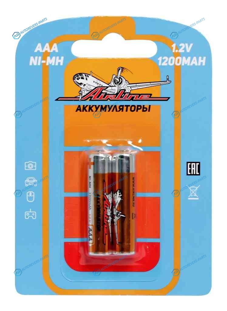 AAA-12-02 Батарейки AAA HR03 аккумулятор Ni-Mh 1200 mAh 2шт.