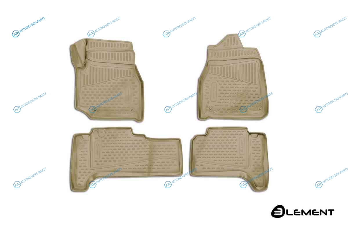 ELEMENT3D48139212 Коврики 3D в салон TOYOTA Land Cruiser (J100). 1998-2007. П.Р. 4WD. дизель. АКПП. 4 шт. (полиуретан. бежевые)