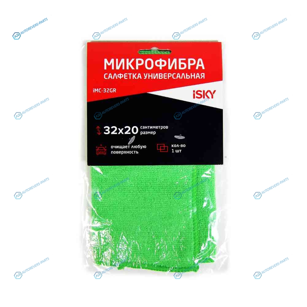 iMC-32GR Салфетка для ухода за автомобилем iSky. 32х20 см. микрофибра. зеленый