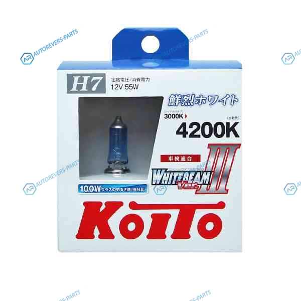 P0755W Лампа высокотемпературная Koito Whitebeam H7 12V 55W (100W) 4200K (комплект 2 шт.)