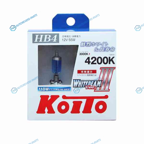 P0757W Лампа высокотемпературная Koito Whitebeam 9006 (HB4) 12V 55W (110W) 4200K (комплект 2 шт.)