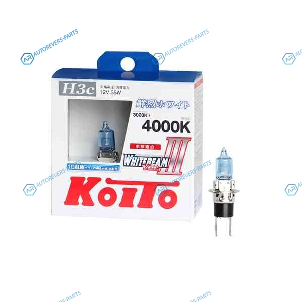 P0753W Лампа высокотемпературная Koito Whitebeam H3c 12V 55W (100W) 4000K (комплект 2 шт.)