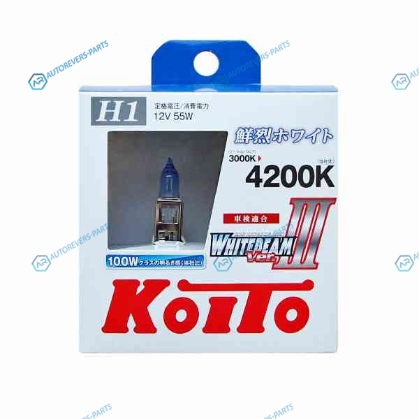 P0751W Лампа высокотемпературная Koito Whitebeam H1 12V 55W (100W) 4200K (комплект 2 шт.)