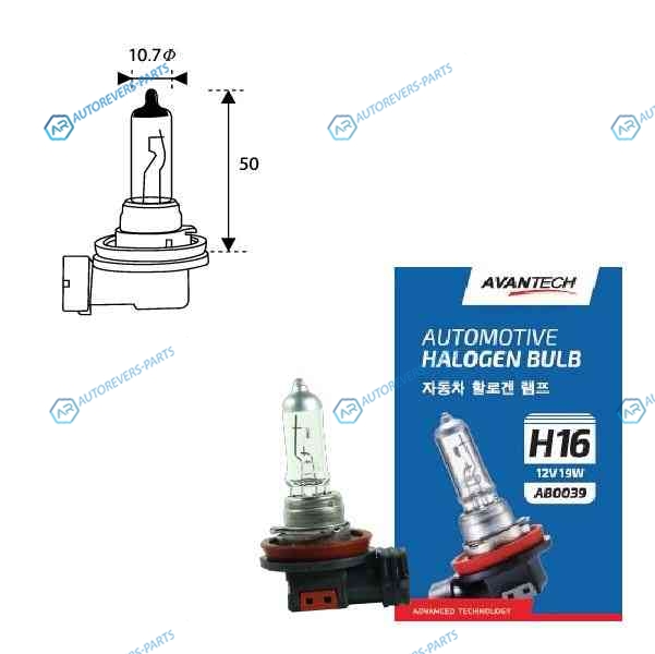 AB0039 Лампа головного света Avantech H16 12V 19W