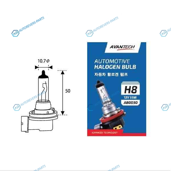 AB0030 Лампа головного света Avantech H8 12V 35W