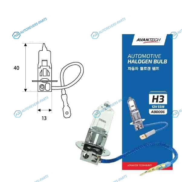 AB0006 Лампа головного света Avantech H3 12V 55W